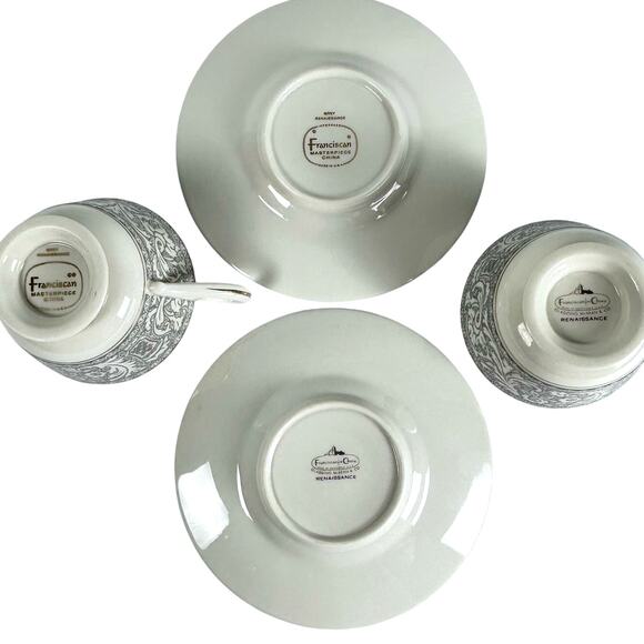 Franciscan Grey Renaissance Cup/Saucer Masterpiece & Gladding McBean-Set of 2 - Picture 10 of 12